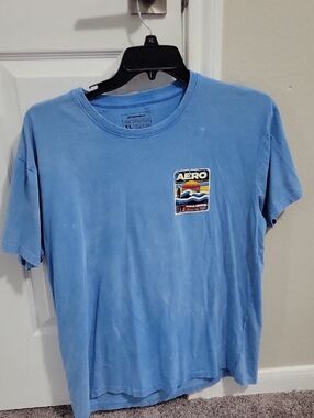Aeropostale Light Blue Surf Graphic Crewneck T-Shirt